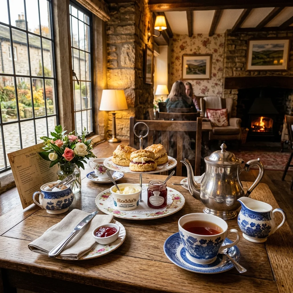 Traditional Yorkshire Afternoon Tea setup